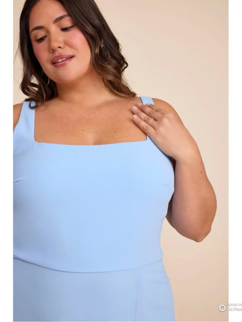 Lulu's Sky Blue Square Neck Maxi Dress with Front Slit